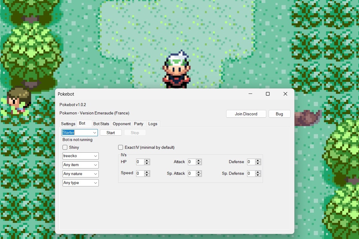 A screenshot of pokebot
